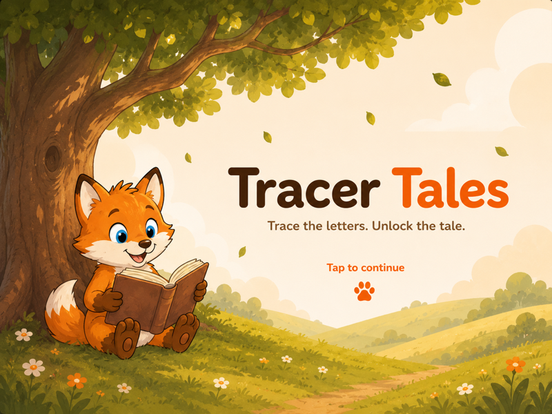Tracer Tales welcome screen